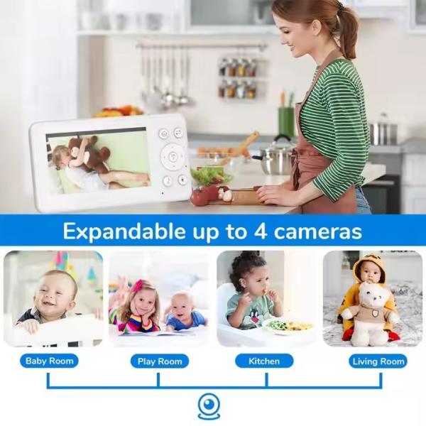 Wireless Infant Camera Monitor 4.3 Inch LCD Display 2 Way Audio Video Baby Monitor