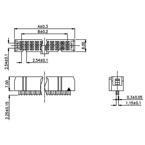 2.54mm Dual Row IDC / FC Socket Female Connector For Cable Mounting
