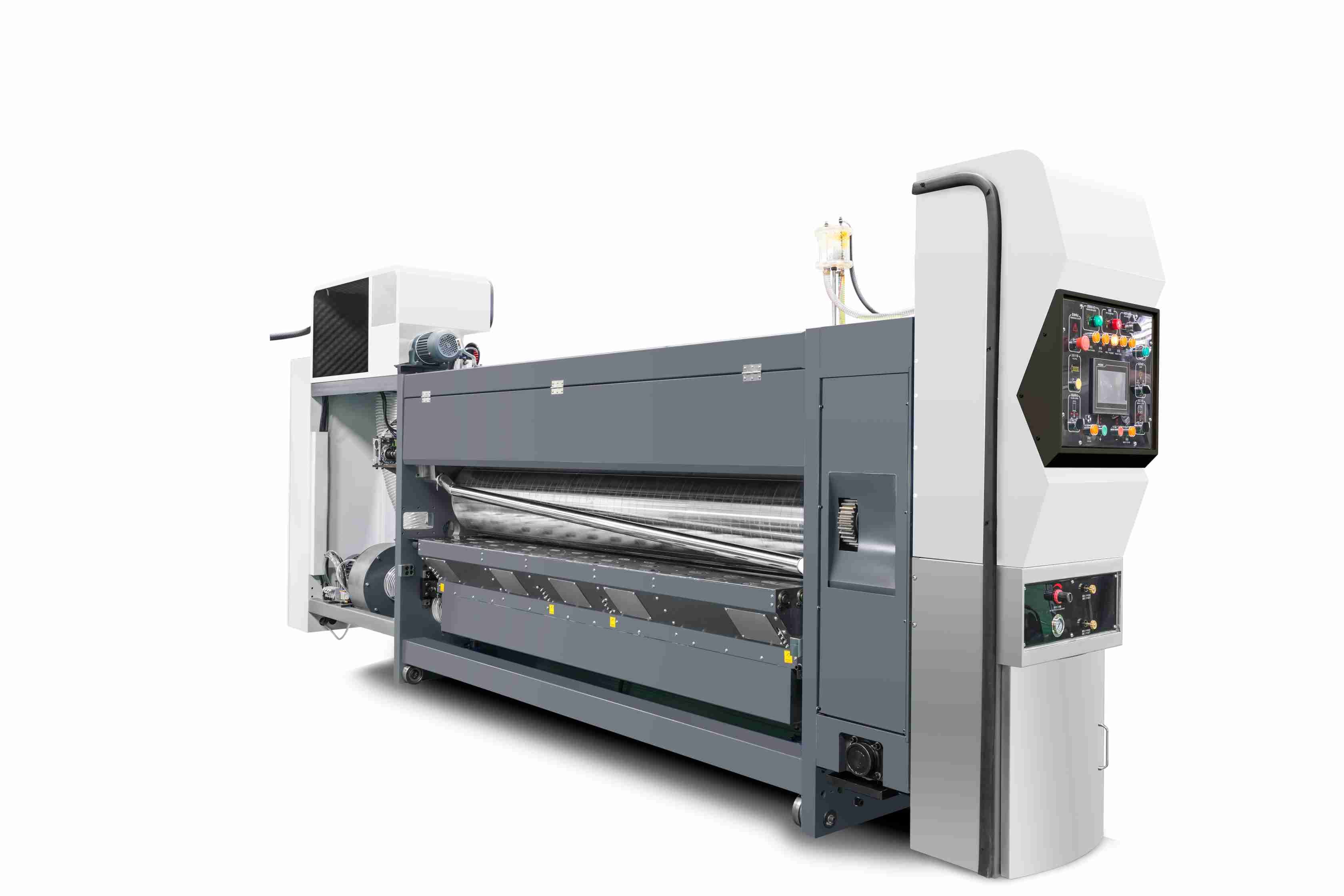 All Computer Controled G6-1224 Corrugated Cardboard Pressure Free Feed Structure Lead Edge Vacuum Transfer 4 Color Printer + Slotter + Die Cutter +