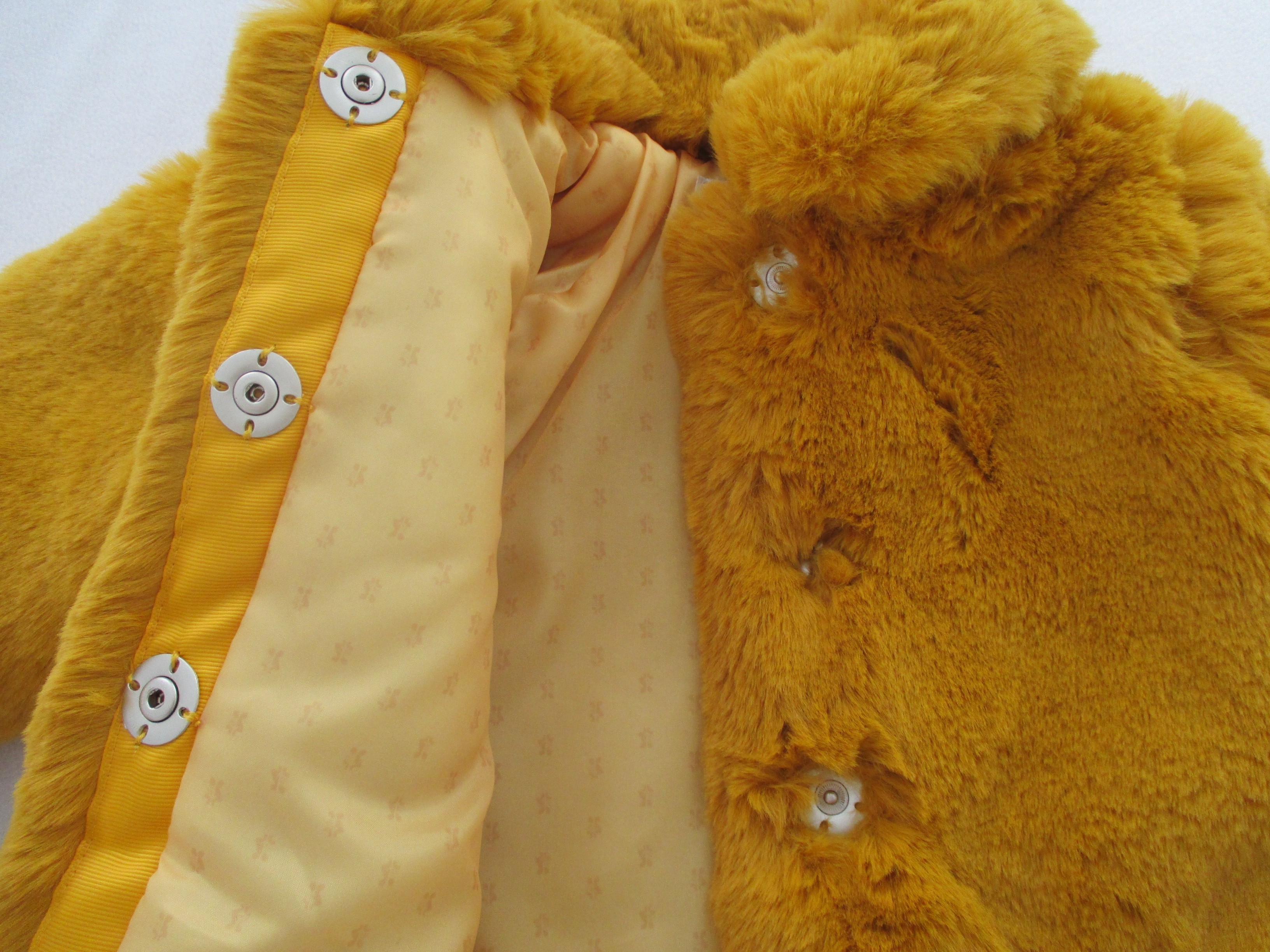 Fake Fur Cute Baby Girl Jackets Lining Warm Hidden Snaps