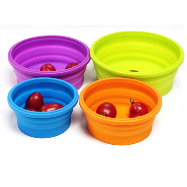 4 Size Hot Selling Wholesale Microwavable Safe Leakproof Easy Clean Silicone Foldable Round Lunch Box Set
