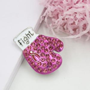 China New Arrival Breast Cancer Awareness Jewelry Pink Ribbon Fighting Box Gloves Pin Brooch Rhinestone Brooch Pins wholesale