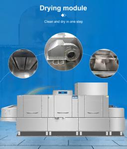 China 10KW Restaurant Commercial Kitchen Dishwasher Conveyor Double Tanks wholesale