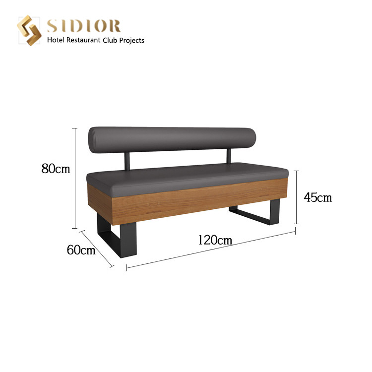 Restaurent Couch Sofa, Hotel Booth Sofa, Club Couch, PU Leather Upholstery, High Density Foam, Powder Coated Metal Base