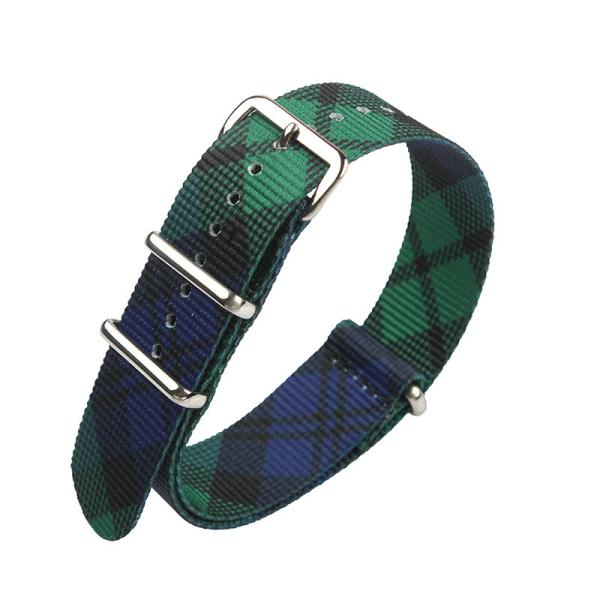 Quality Tartan Print Nylon Strap Watch Bands 22mm Stylish Pattern for sale