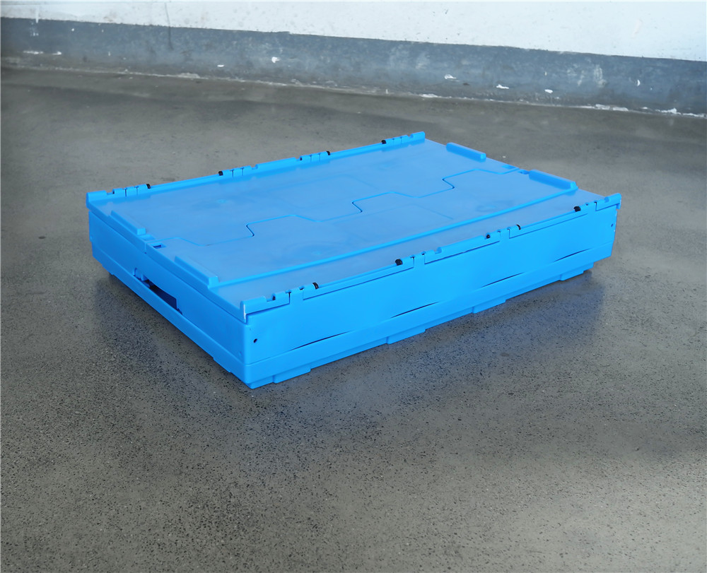 600x400x320mm PP Collapsible and Folding Crate Box with Attached Lid Container Perfect