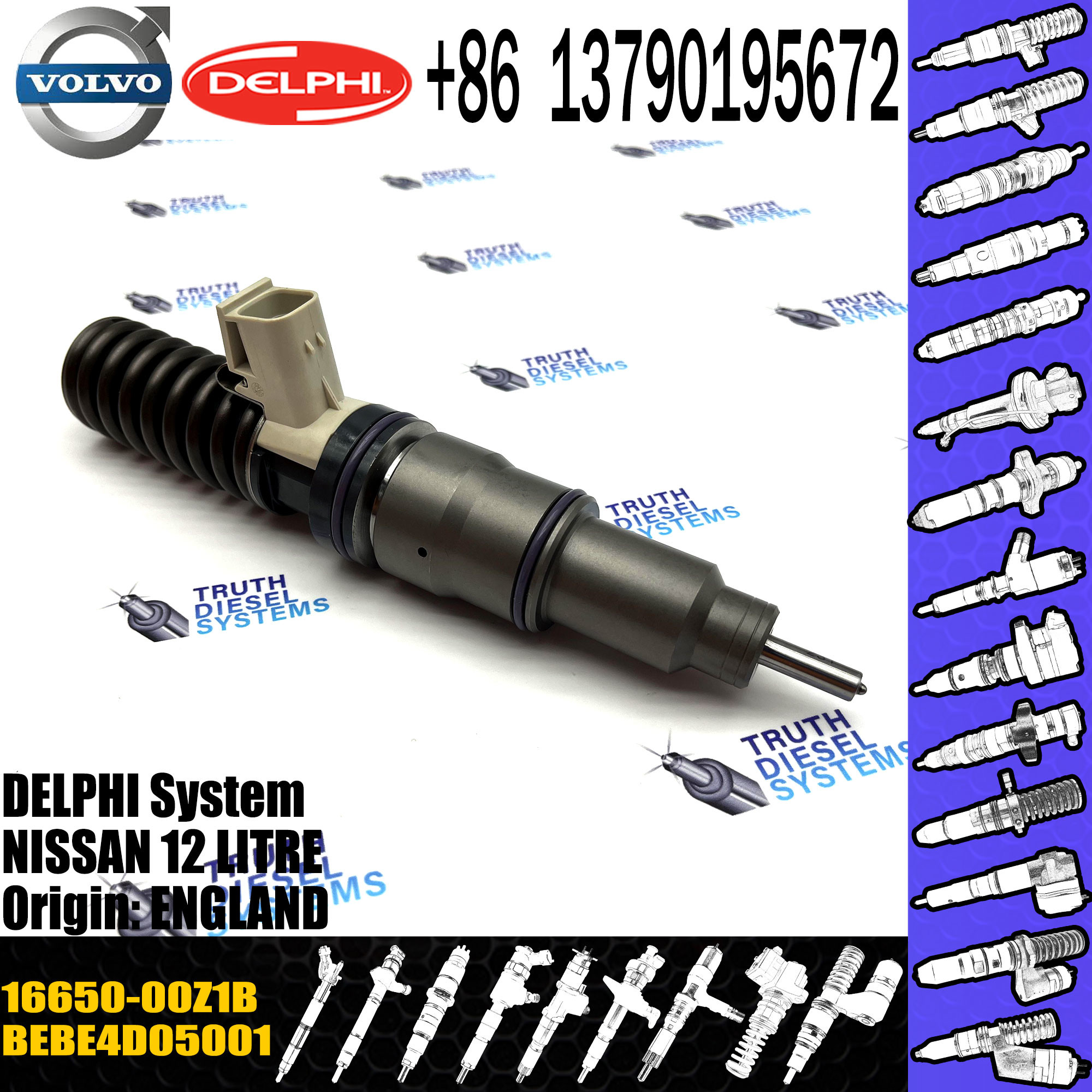High Quality Hot-selling Diesel Common Rail Injector 16650-00Z1B for VOL Engine 16650-00Z1A