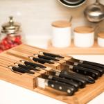 In-Drawer Kitchen Bamboo knife block Drawer Organizer and Holder