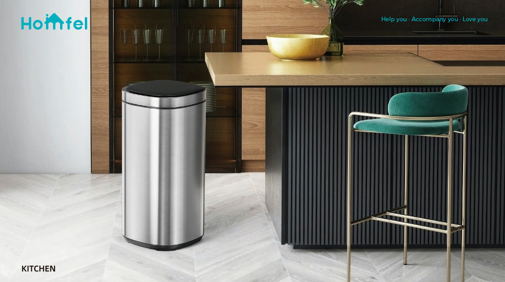High Capacity Household Motion Sensor Trash Bin Stainless Steel Smart Sensor Bin Automatic Trash Can for Living Room 40L