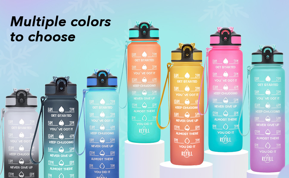 Durable Safe Functional Design Large Personalised Sports Bottles 32 Oz Water Bottle With Time Marker And Straw For Any Indoor Or Outdoor Activities