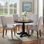 Wood Legs 17.72" L Grey Dining Chairs Set Of 2 / Fabric Dining Room Chairs 27