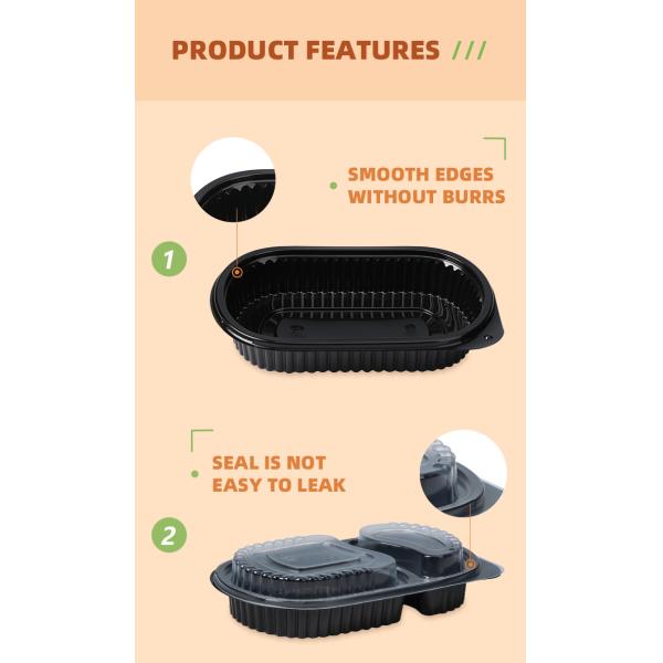 Microwavable Take Out Pp Disposable Plastic Food Containers With Lid