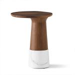 Oak Veneer Central Round End Table Natural Wood Top Solid Wood Legs Side Table