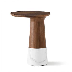 China Oak Veneer Central Round End Table Natural Wood Top Solid Wood Legs Side Table For Living Room And Hotel Use wholesale