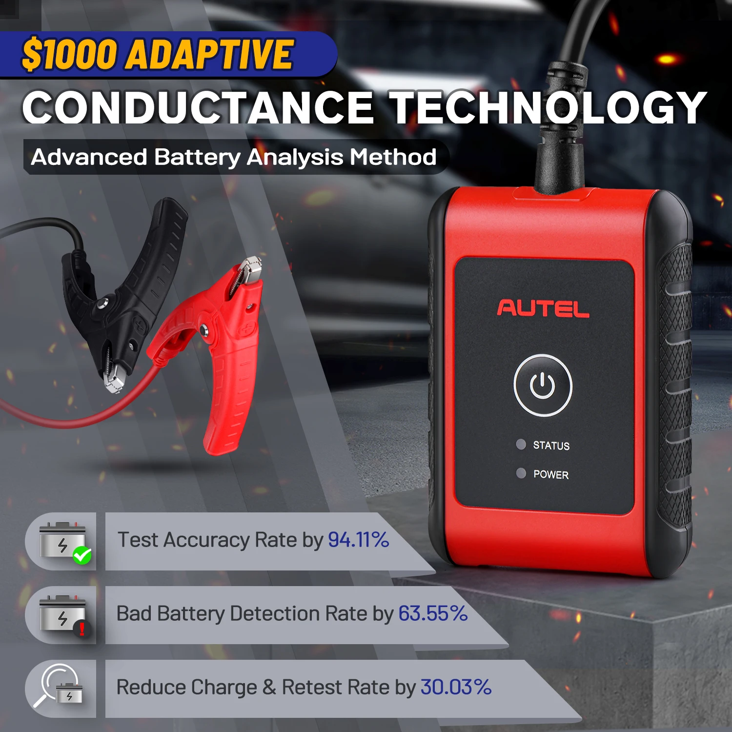 Autel MaxiBAS BT506 Auto Battery and Electrical System Analysis Tool Tester Works for iOS/ Android and Autel MaxiSys Tablet