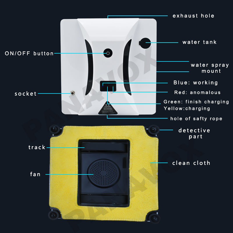 High Suction App Controlled Window Glass Cleaner Robot With 500mAh Battery Capacity