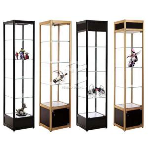 China Aluminium Frame Glass Tower Display Cabinet 400*400mm 10mm Thick Shelves wholesale