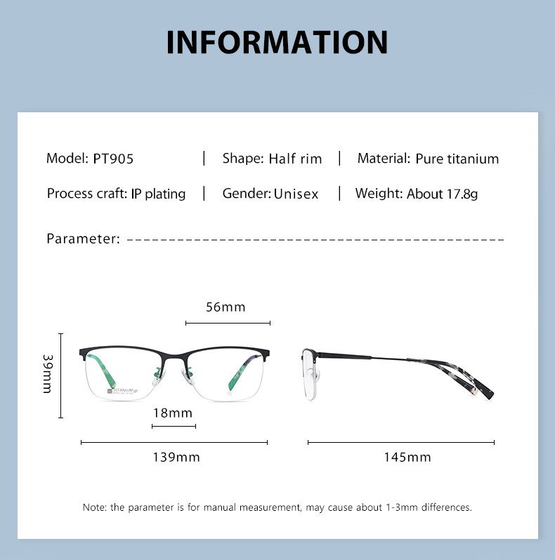 Half Rim Titanium Frame Glasses Unisex For Computer Reading Gaming