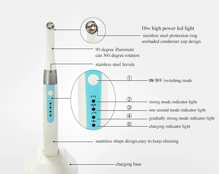 LY-C240E Wireless charging 10W 1 second portable dental light cure lamp