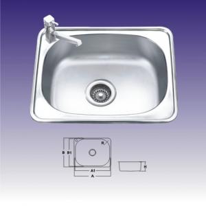 China 1 Bowl Polished Stainless Steel Kitchen Sink With Faucet 550 X 400mm wholesale