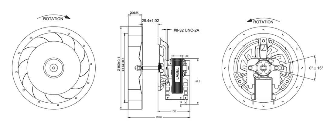 166mm 40W 0.32A Hot Air Oven Fan 230V 0.32A High Temperature Pellet Stove Air Circulation