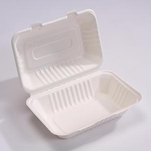 China 9 X 6In Sugarcane Bagasse Clamshell Biodegradable Disposable Lunch Box wholesale