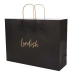 Black Personalized Shopping Tote Paper Bags Private Logo Printed