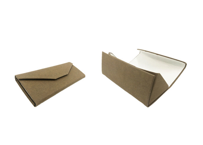 Triangular Folding Eyeglass Case Grey Recycle Kraft Paper Triangle Spectacle Case Box