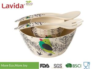China Dishwasher Safe Bamboo Salad Bowl Set , Bamboo Fruit Bowl High Temp Tolerance wholesale
