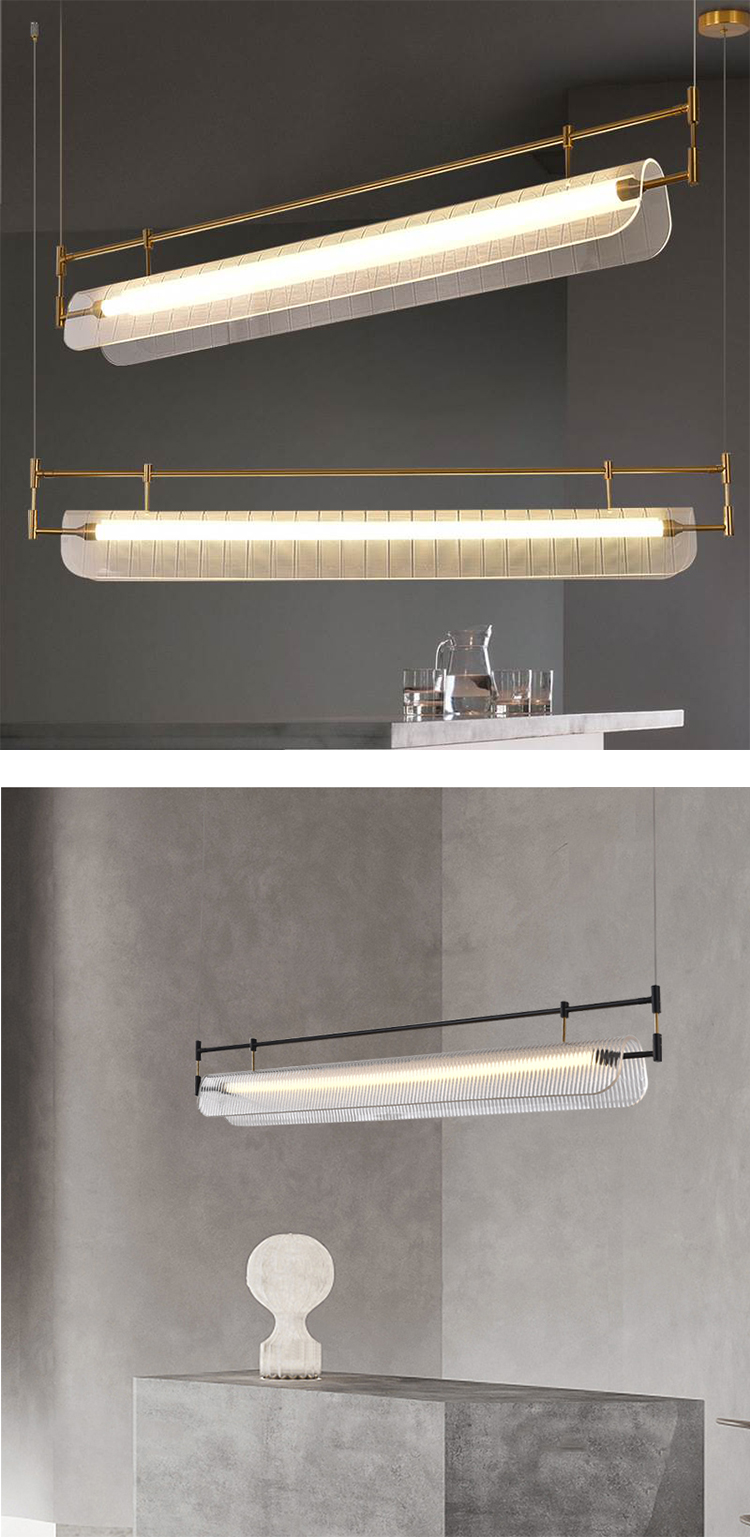 Modern Minimalist Chandelier Living Room Nordic Study Office gold rectangle chandelier(WH-MI-413)