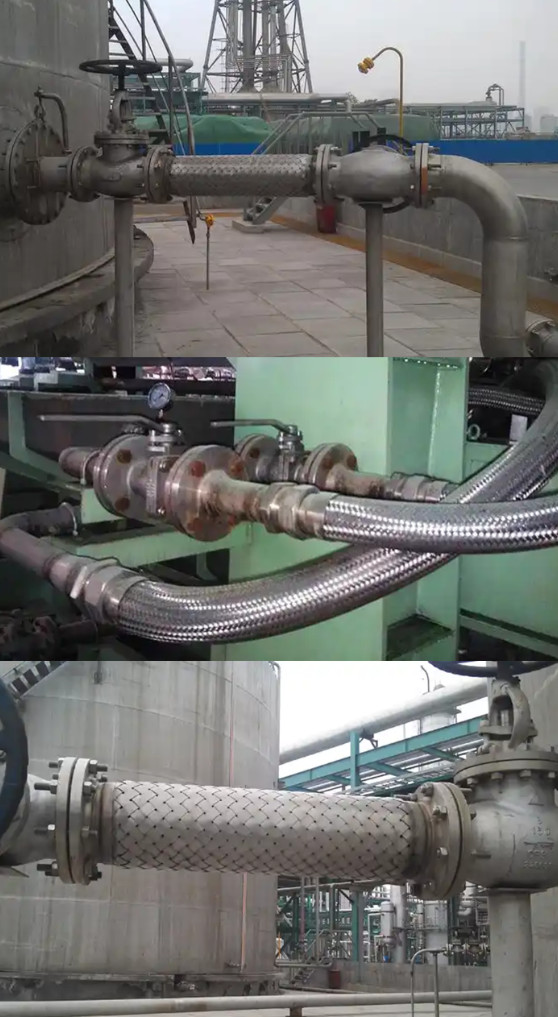 DN80 PN10 High Temperature Braided Corrugated Expansion Joint Stainless Steel Flange Metal Hose