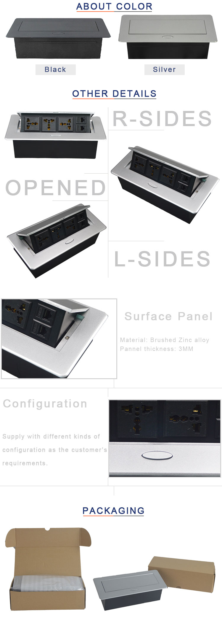 BNT Supply with double network interface tabletop pop up power outlet