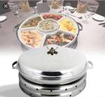 Hydraulic Round Stainless Steel Cookware / Rotating Roll Top Chafing Dish