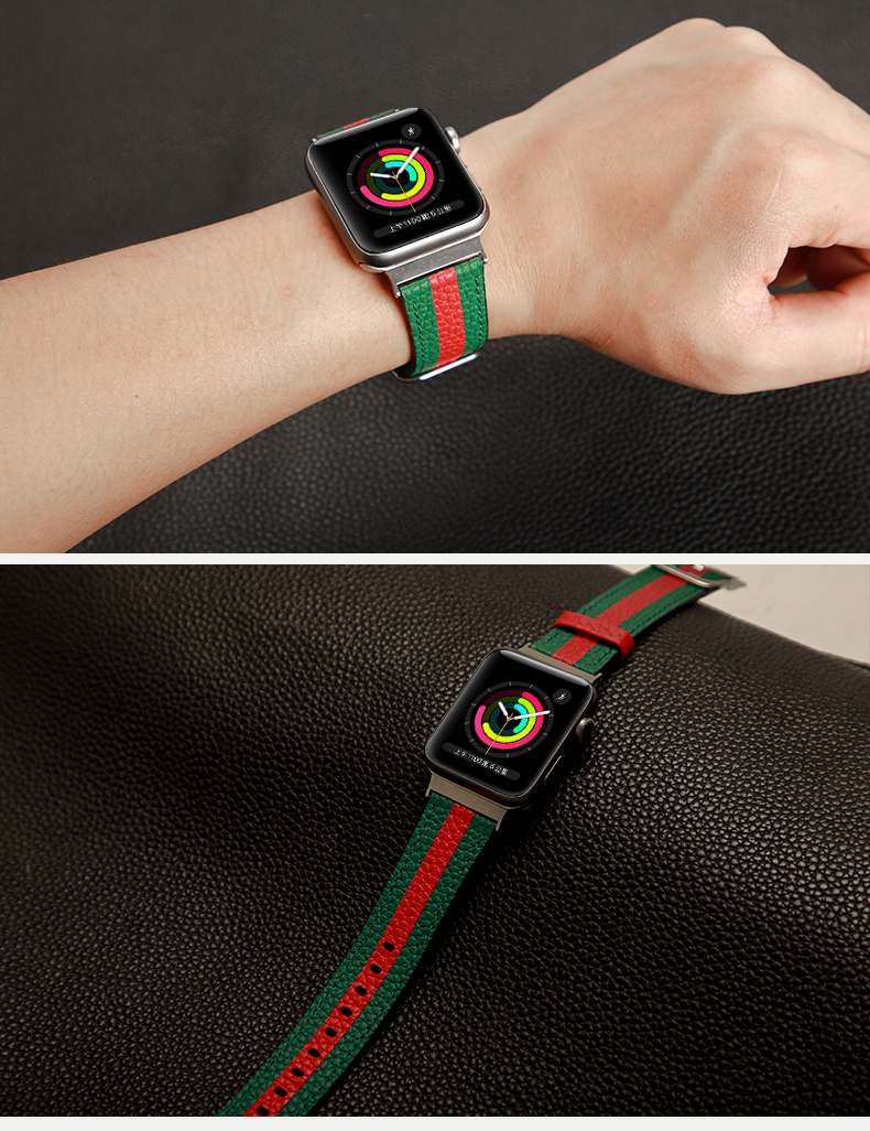 OEM ODM Double Sided Band Leather Watchband for Apple Watch Band 38 40 41 42 44 45mm Strap