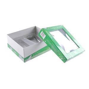 China ISO9001 Green Cosmetic Gift Boxes Clear Window With Hypotenuse Lip wholesale