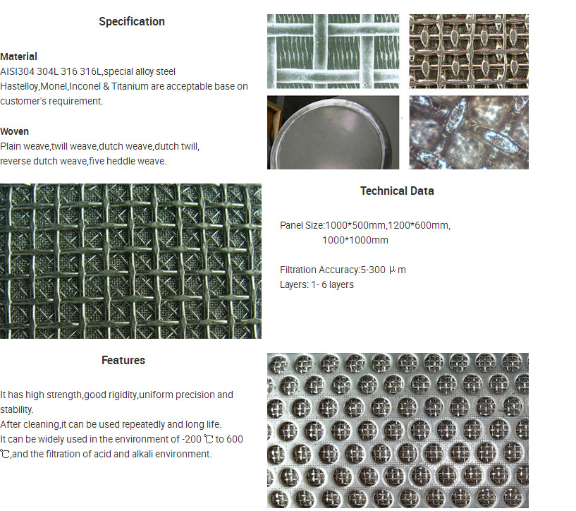Professional Sintered Mesh Screen Acid Resistance Alkaline Resistance