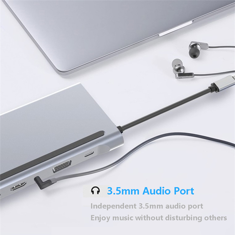 Enhanced Connectivity 12 In 1 USB C Type-C Hub Multiport Dock Station With Dual HDMI