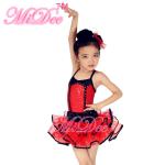 Back Cross Straps Kids Dance Clothes Black Edge Double Layer Skirt For Solo