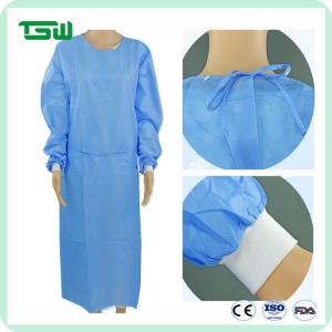 China SPP SMS Disposable Medical Gowns With Knitted Cuffs wholesale