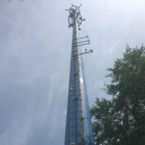 China 100ft Monopole Steel Tower Mobile Cell Phone Tapered / Flanged wholesale