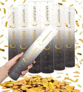 China Wholesale New design Black and White Gradient Tube Gold Foil Shells party popper for festival celebration wholesale