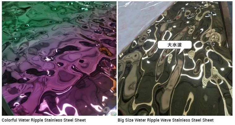 Decorative Water Ripple Wave Effect Steel Sheet Hammered 304 Stainless Steel Ceiling Panel