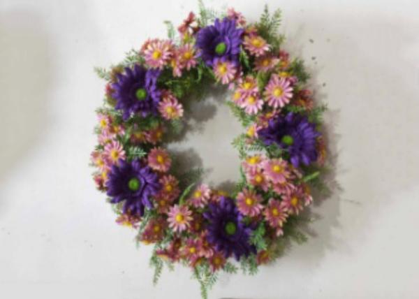 53cm Pink Purple Fake Chrysanthemum Wreath With Green Fern