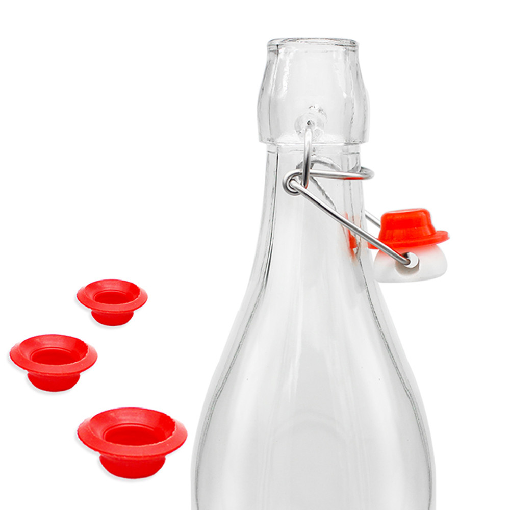 Bordeaux Flat Bottom Swing Top Lid Glass Wine Bottle Clear 500ml 750Ml With Caps