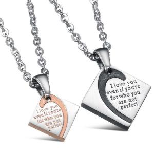 China New Fashion Tagor Jewelry 316L Stainless Steel couple Pendant Necklace TYGN047 wholesale
