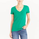 Summer Women's V - Neck Cotton Casual T Shirts , Jersey Knit Ladies Short Tops