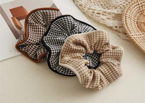 Autumn winter claved fabric houndstooth bird lattice hair band headdress