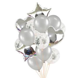 China 14pcs/set 18inch Heart Star Foil Balloons 12inch Latex Confetti Helium Air Ball Globo Multicolor Wedding Birthday Party wholesale