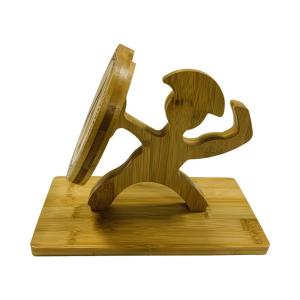 China Bamboo Wood Kitchen Soldier Shield Shape Knife Holder Knife Block Holds 6 Knives wholesale