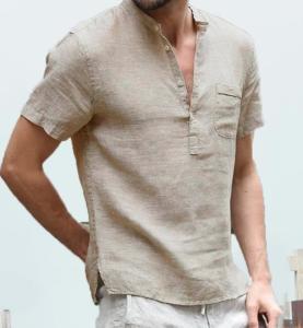 China Oem Apparel Men Short Sleeve Shirts Linen Button Down Beach Casual Summer Shirts wholesale